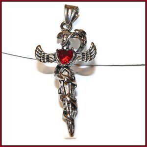 Stainless Steel Caduceus Pendant, Medical Pendant, Symbol of Medicine